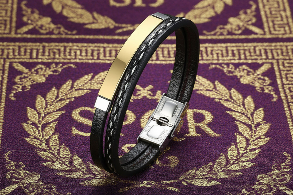 Bracelet "L'Alliance" – Cuir Véritable & Acier Inoxydable