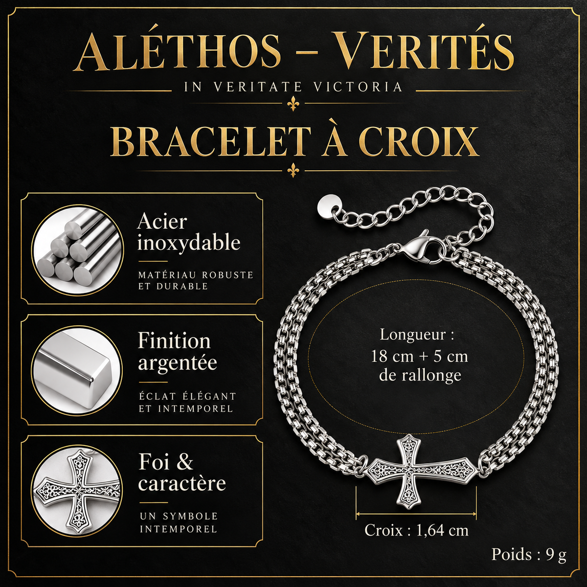 Bracelet « Vinculum » – La Croix Romane & Les Liens d’Acier
