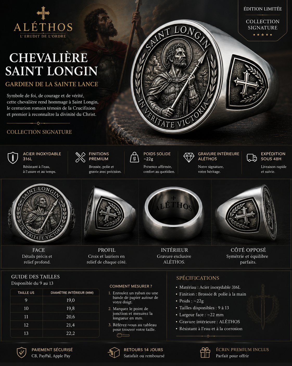Chevalière « Saint Longin » – Le Triomphe de la Lumière