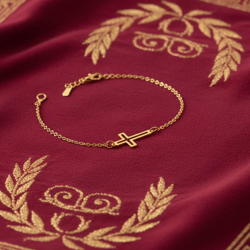 Duo "L'Essence" – Ensemble de 2 Bracelets Croix & Chaîne Fine