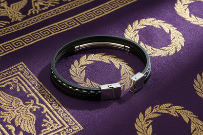 Bracelet "L'Alliance" – Cuir Véritable & Acier Inoxydable