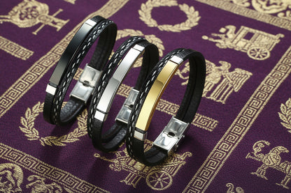 Bracelet "L'Alliance" – Cuir Véritable & Acier Inoxydable