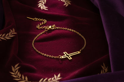 Duo "L'Essence" – Ensemble de 2 Bracelets Croix & Chaîne Fine