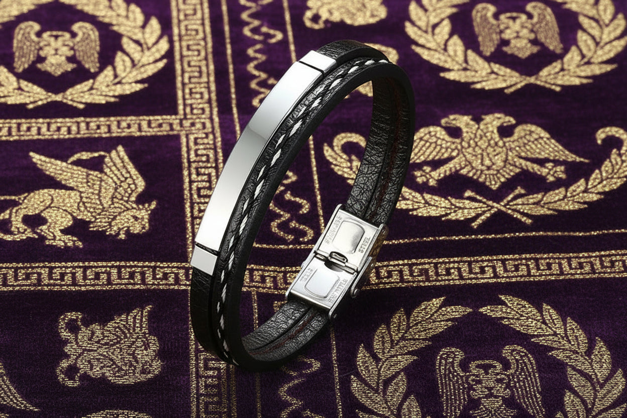 Bracelet "L'Alliance" – Cuir Véritable & Acier Inoxydable