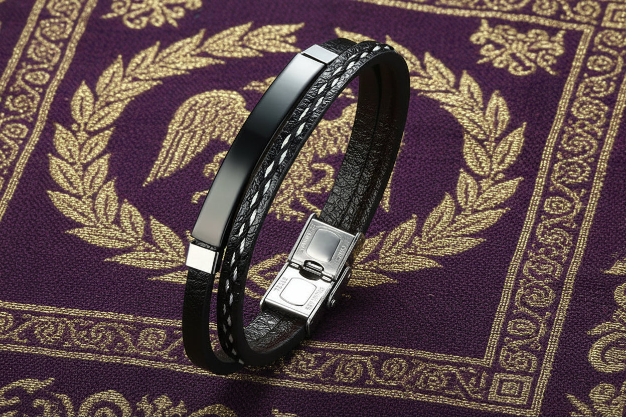 Bracelet "L'Alliance" – Cuir Véritable & Acier Inoxydable