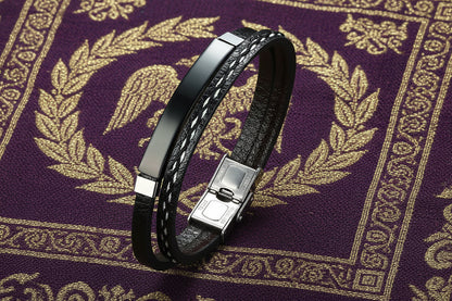 Bracelet "L'Alliance" – Cuir Véritable & Acier Inoxydable
