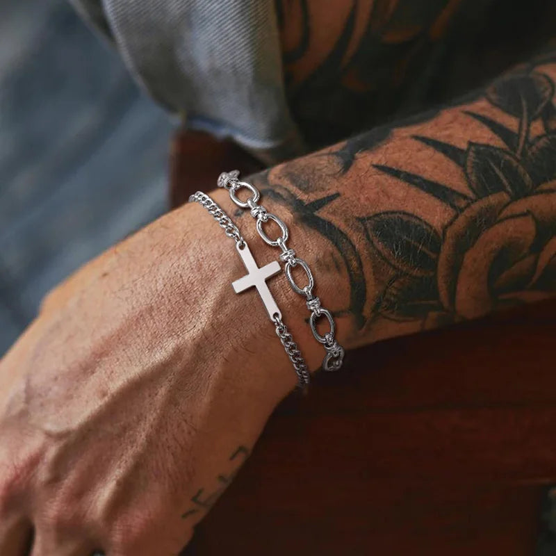 Bracelet "La Croix du Voyageur" – Acier Inoxydable & Symbole Éternel