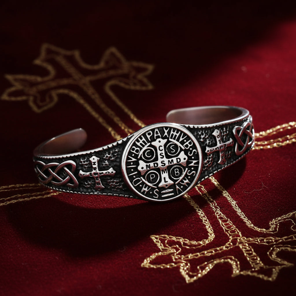 Bracelet Manchette "Benedictio" – La Croix de Saint Benoît