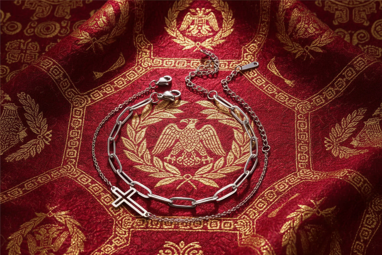 Duo "L'Essence" – Ensemble de 2 Bracelets Croix & Chaîne Fine