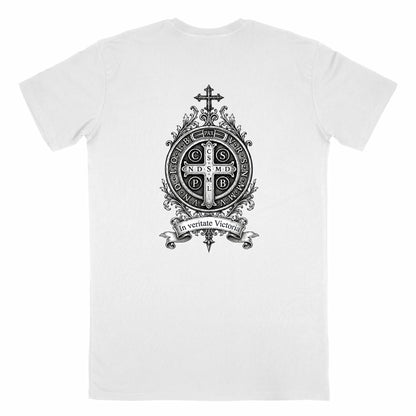 T-shirt Benedictio — Médaille de Saint Benoît | Made in France ?? - dos_blanc