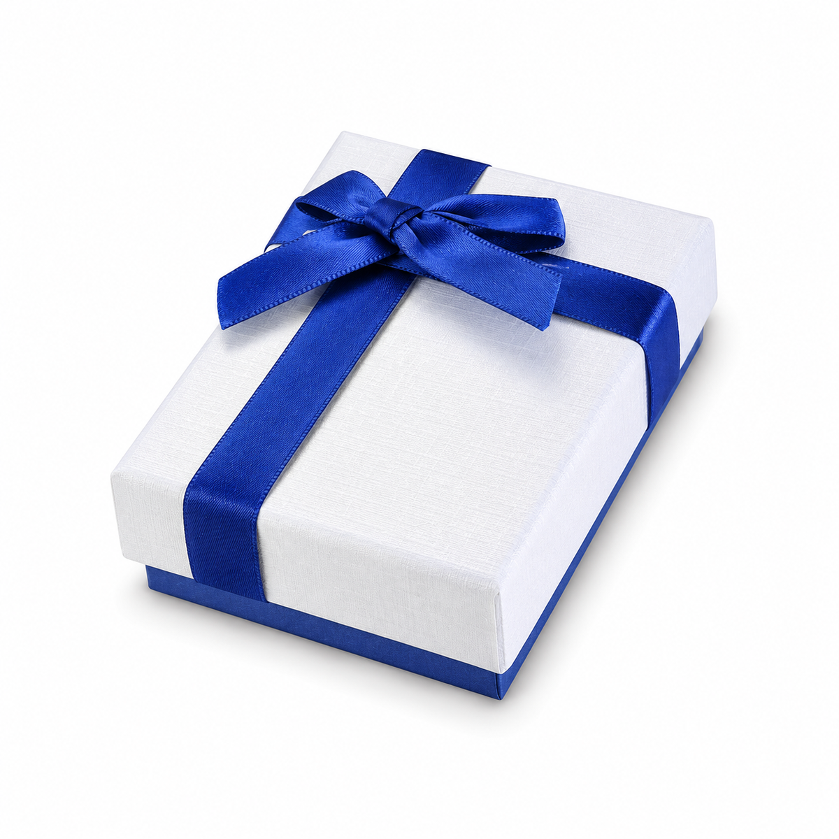 Écrin blanc à ruban bleu pour collier